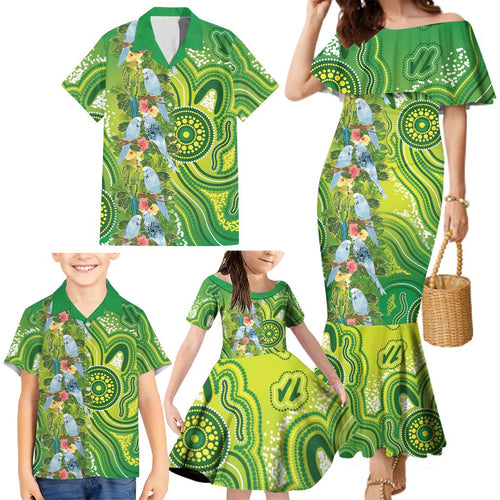 Budgerigar Australia Family Matching Mermaid Dress and Hawaiian Shirt Aussie Common Parakeet Indigenous Art - Aussie Hoodie