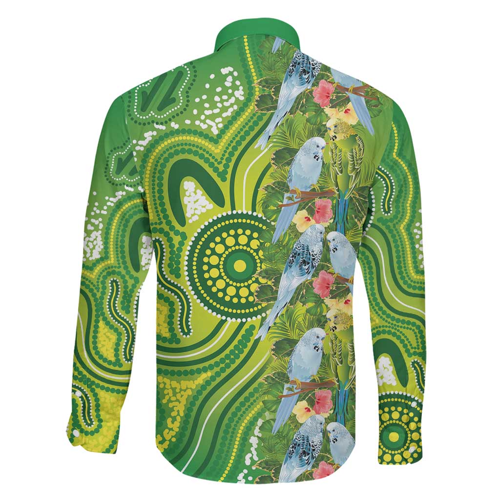Budgerigar Australia Family Matching Off The Shoulder Long Sleeve Dress and Hawaiian Shirt Aussie Common Parakeet Indigenous Art - Aussie Hoodie