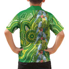 Budgerigar Australia Family Matching Off Shoulder Maxi Dress and Hawaiian Shirt Aussie Common Parakeet Indigenous Art - Aussie Hoodie