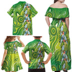 Budgerigar Australia Family Matching Off Shoulder Maxi Dress and Hawaiian Shirt Aussie Common Parakeet Indigenous Art - Aussie Hoodie