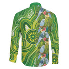 Budgerigar Australia Family Matching Off Shoulder Maxi Dress and Hawaiian Shirt Aussie Common Parakeet Indigenous Art - Aussie Hoodie