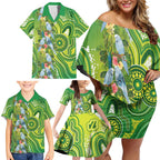 Budgerigar Australia Family Matching Off Shoulder Short Dress and Hawaiian Shirt Aussie Common Parakeet Indigenous Art - Aussie Hoodie