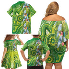 Budgerigar Australia Family Matching Off Shoulder Short Dress and Hawaiian Shirt Aussie Common Parakeet Indigenous Art - Aussie Hoodie