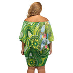 Budgerigar Australia Family Matching Off Shoulder Short Dress and Hawaiian Shirt Aussie Common Parakeet Indigenous Art - Aussie Hoodie