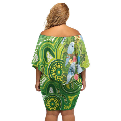Budgerigar Australia Family Matching Off Shoulder Short Dress and Hawaiian Shirt Aussie Common Parakeet Indigenous Art - Aussie Hoodie