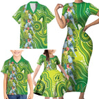 Budgerigar Australia Family Matching Short Sleeve Bodycon Dress and Hawaiian Shirt Aussie Common Parakeet Indigenous Art - Aussie Hoodie