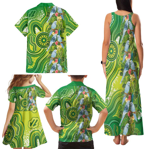 Budgerigar Australia Family Matching Tank Maxi Dress and Hawaiian Shirt Aussie Common Parakeet Indigenous Art - Aussie Hoodie