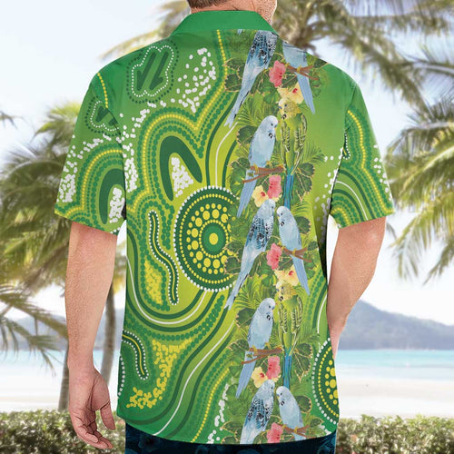 Budgerigar Australia Hawaiian Shirt Aussie Common Parakeet Indigenous Art - Aussie Hoodie