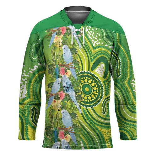 Budgerigar Australia Hockey Jersey Aussie Common Parakeet Indigenous Art - Aussie Hoodie
