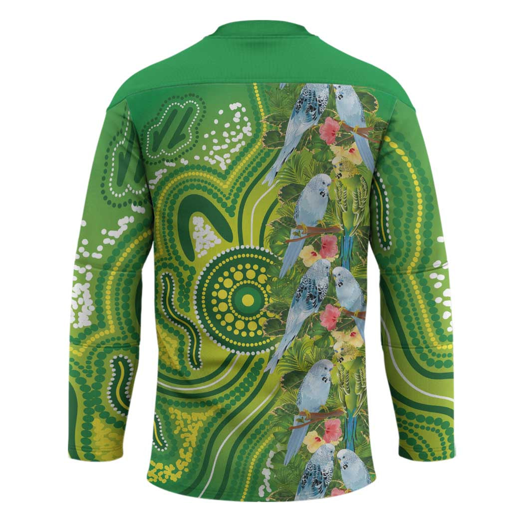 Budgerigar Australia Hockey Jersey Aussie Common Parakeet Indigenous Art - Aussie Hoodie