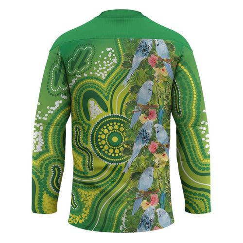 Budgerigar Australia Hockey Jersey Aussie Common Parakeet Indigenous Art - Aussie Hoodie