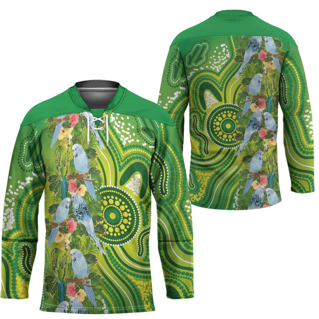Budgerigar Australia Hockey Jersey Aussie Common Parakeet Indigenous Art - Aussie Hoodie