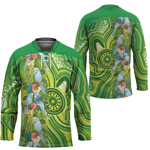 Budgerigar Australia Hockey Jersey Aussie Common Parakeet Indigenous Art - Aussie Hoodie