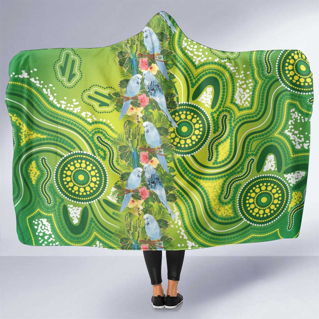 Budgerigar Australia Hooded Blanket Aussie Common Parakeet Indigenous Art - Aussie Hoodie