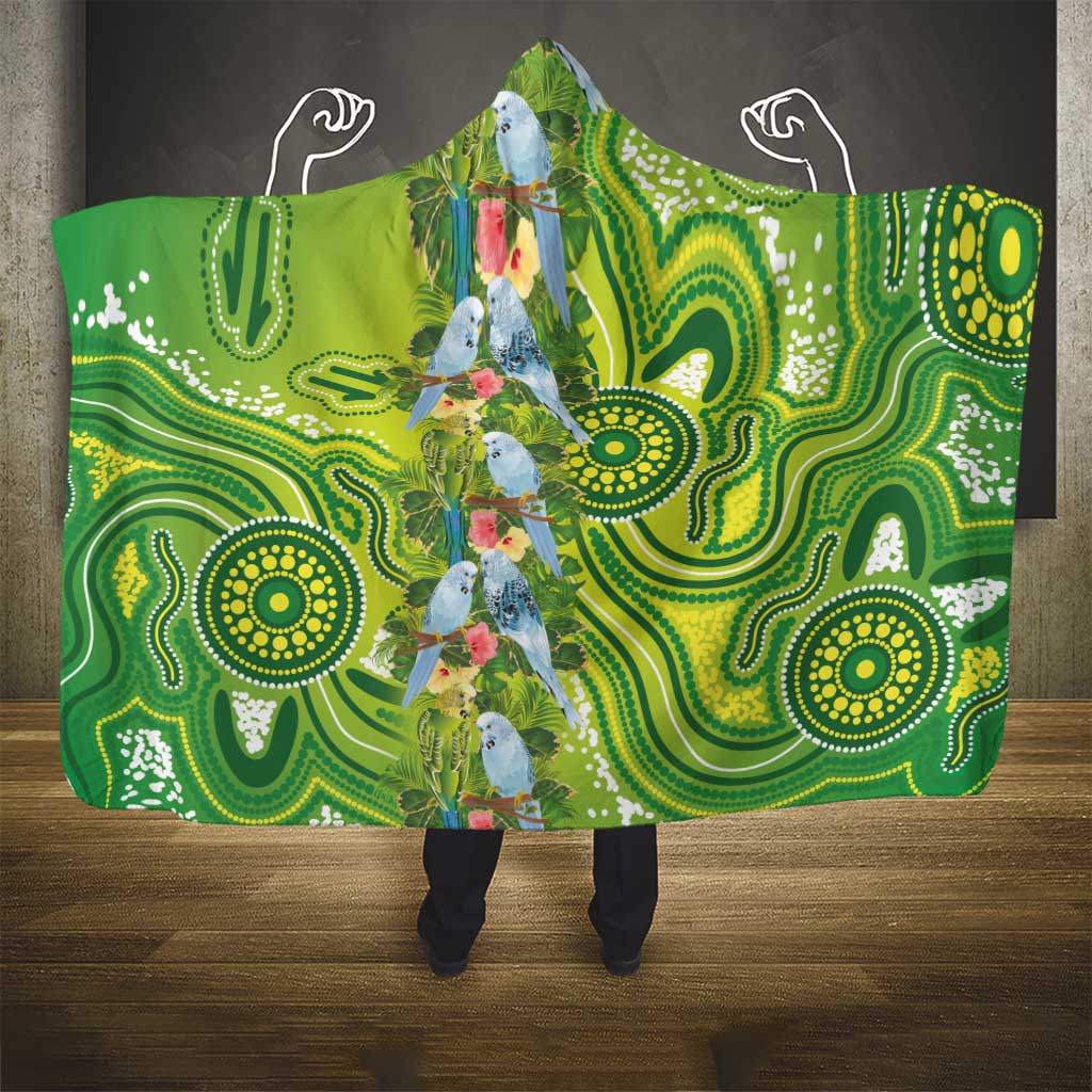 Budgerigar Australia Hooded Blanket Aussie Common Parakeet Indigenous Art - Aussie Hoodie