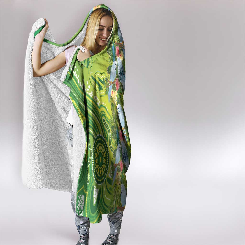 Budgerigar Australia Hooded Blanket Aussie Common Parakeet Indigenous Art - Aussie Hoodie
