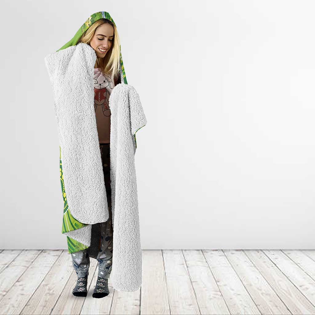 Budgerigar Australia Hooded Blanket Aussie Common Parakeet Indigenous Art - Aussie Hoodie