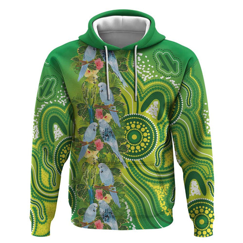 Budgerigar Australia Hoodie Aussie Common Parakeet Indigenous Art - Aussie Hoodie