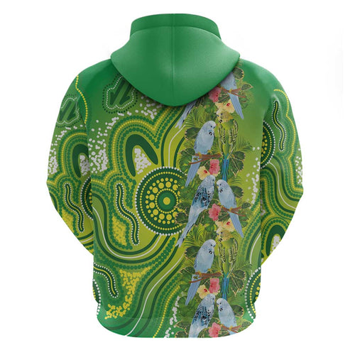 Budgerigar Australia Hoodie Aussie Common Parakeet Indigenous Art - Aussie Hoodie