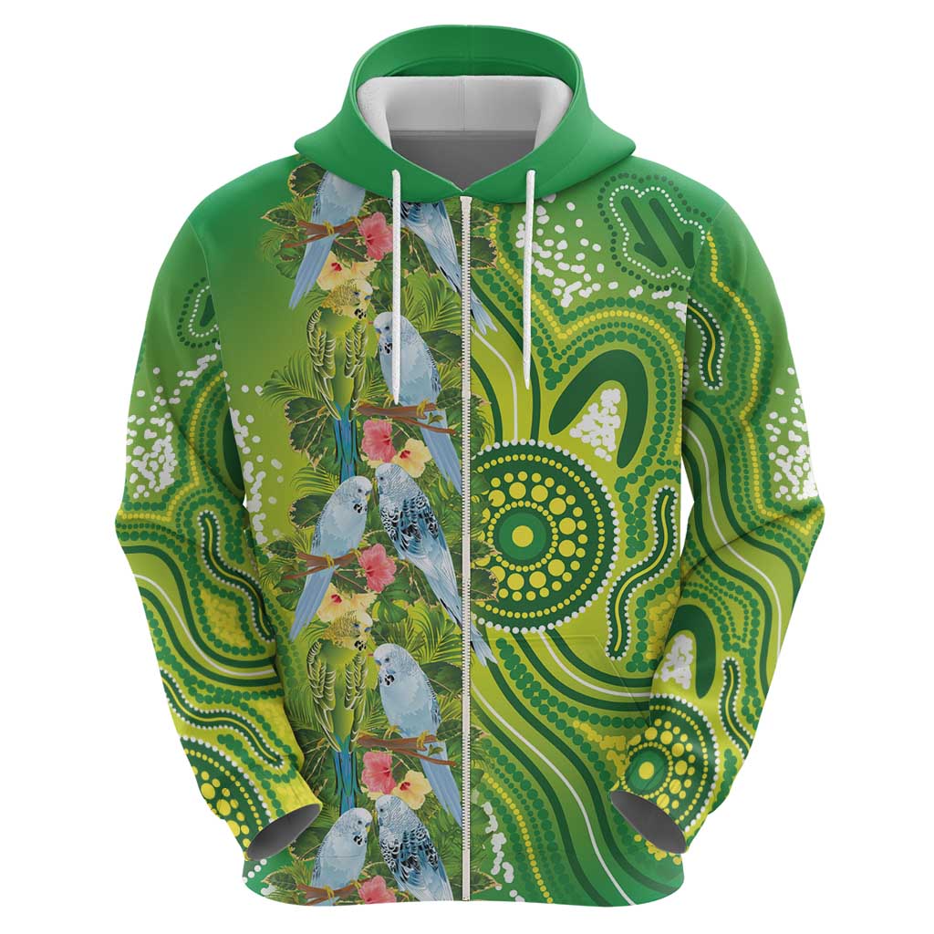 Budgerigar Australia Hoodie Aussie Common Parakeet Indigenous Art - Aussie Hoodie