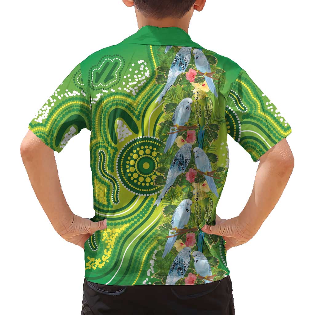 Budgerigar Australia Kid Hawaiian Shirt Aussie Common Parakeet Indigenous Art - Aussie Hoodie