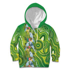 Budgerigar Australia Kid Hoodie Aussie Common Parakeet Indigenous Art - Aussie Hoodie