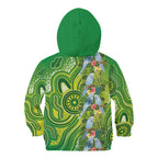 Budgerigar Australia Kid Hoodie Aussie Common Parakeet Indigenous Art - Aussie Hoodie