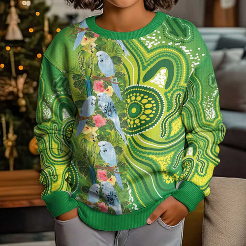 Budgerigar Australia Kid Ugly Christmas Sweater Aussie Common Parakeet Indigenous Art - Aussie Hoodie
