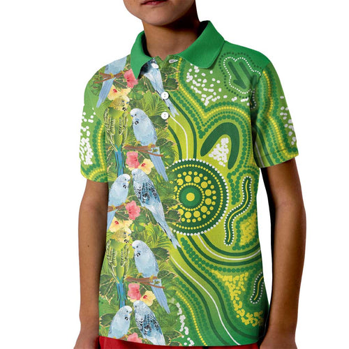 Budgerigar Australia Kid Polo Shirt Aussie Common Parakeet Indigenous Art - Aussie Hoodie