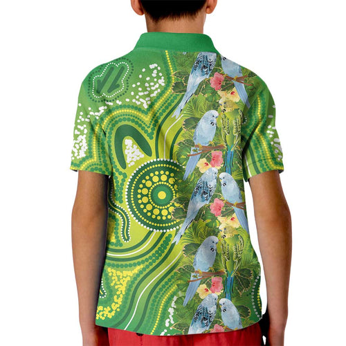 Budgerigar Australia Kid Polo Shirt Aussie Common Parakeet Indigenous Art - Aussie Hoodie