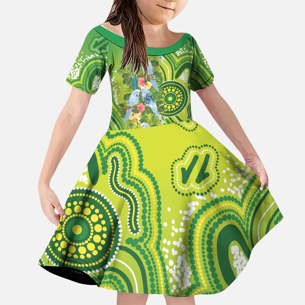 Budgerigar Australia Kid Short Sleeve Dress Aussie Common Parakeet Indigenous Art - Aussie Hoodie