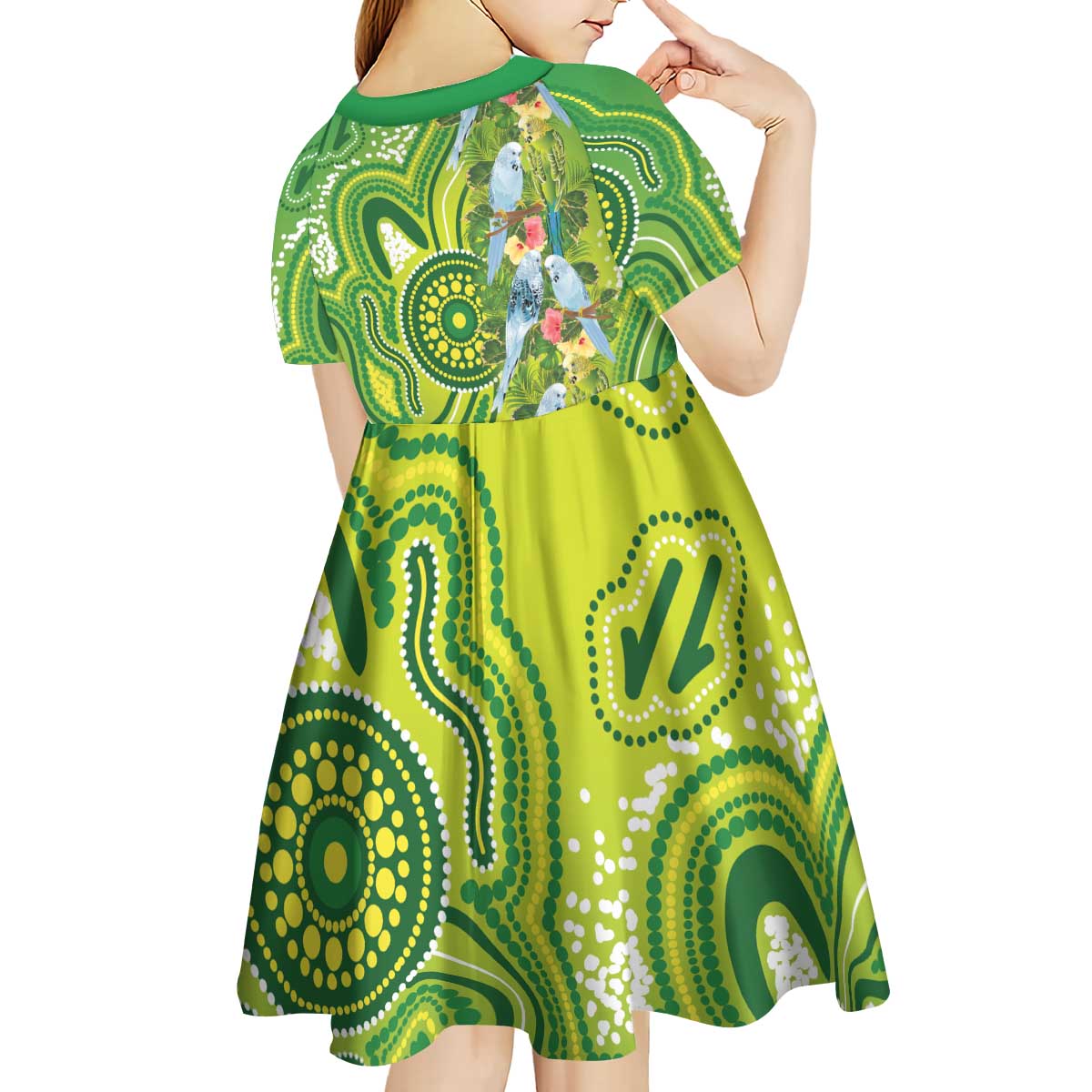 Budgerigar Australia Kid Short Sleeve Dress Aussie Common Parakeet Indigenous Art - Aussie Hoodie
