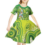 Budgerigar Australia Kid Short Sleeve Dress Aussie Common Parakeet Indigenous Art - Aussie Hoodie