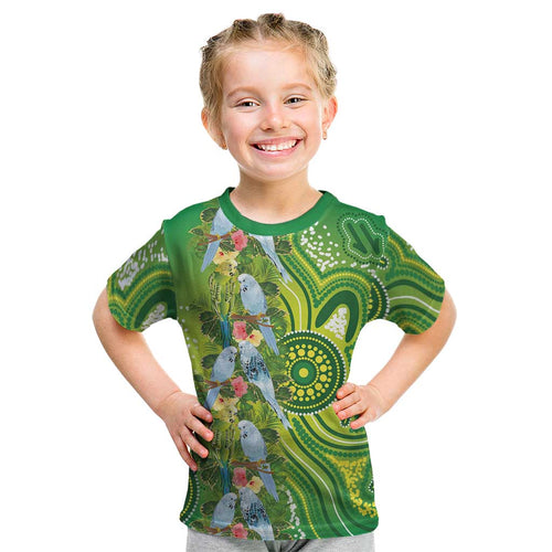 Budgerigar Australia Kid T Shirt Aussie Common Parakeet Indigenous Art - Aussie Hoodie