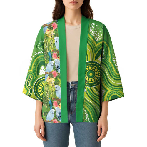 Budgerigar Australia Kimono Aussie Common Parakeet Indigenous Art - Aussie Hoodie