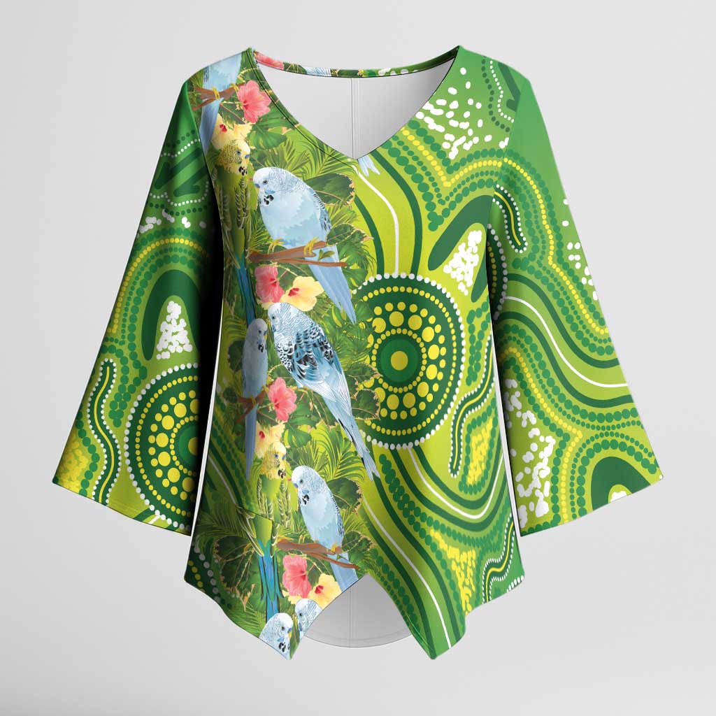 Budgerigar Australia Kimono Sleeve Blouse Aussie Common Parakeet Indigenous Art - Aussie Hoodie
