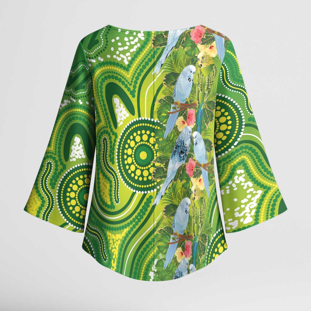 Budgerigar Australia Kimono Sleeve Blouse Aussie Common Parakeet Indigenous Art - Aussie Hoodie