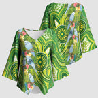 Budgerigar Australia Kimono Sleeve Blouse Aussie Common Parakeet Indigenous Art - Aussie Hoodie