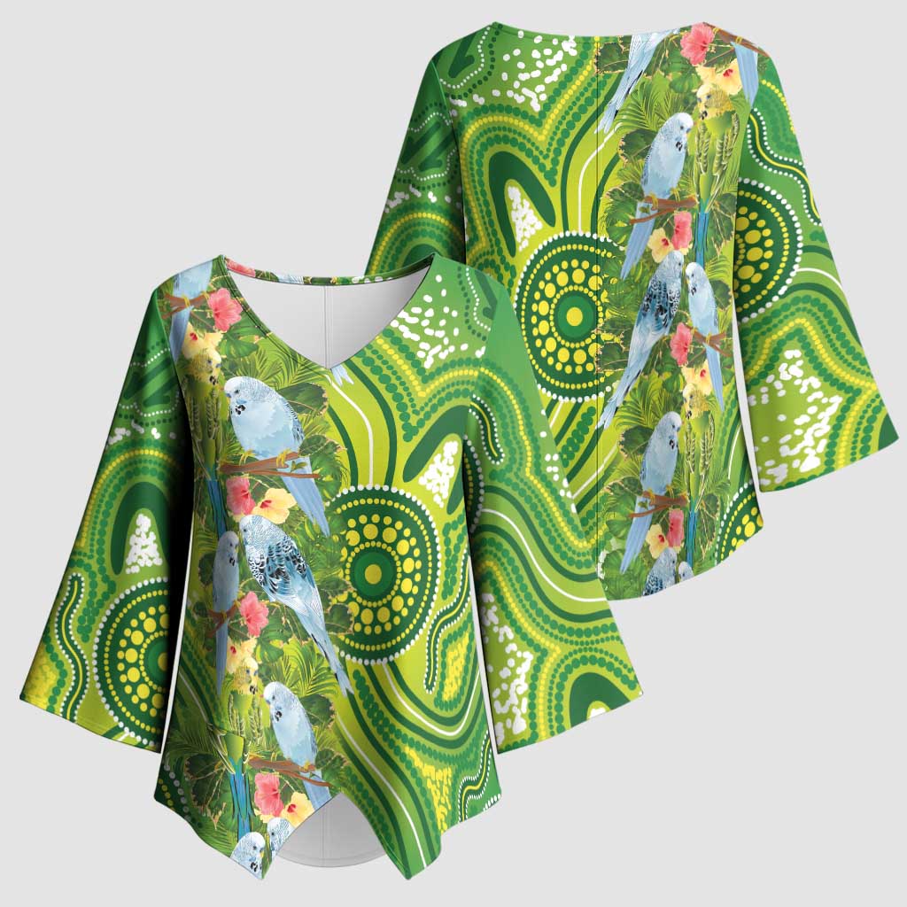 Budgerigar Australia Kimono Sleeve Blouse Aussie Common Parakeet Indigenous Art - Aussie Hoodie