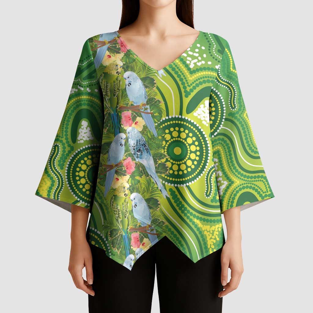 Budgerigar Australia Kimono Sleeve Blouse Aussie Common Parakeet Indigenous Art - Aussie Hoodie