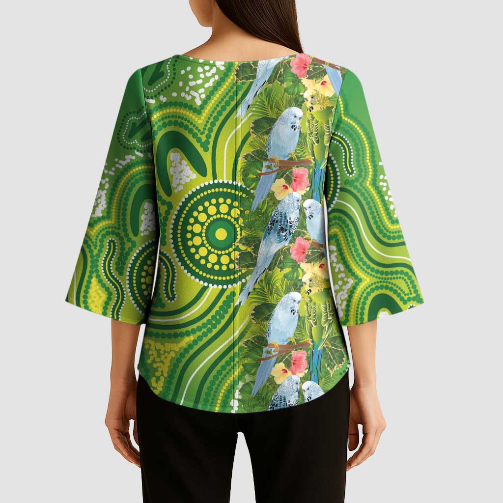Budgerigar Australia Kimono Sleeve Blouse Aussie Common Parakeet Indigenous Art - Aussie Hoodie
