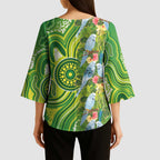 Budgerigar Australia Kimono Sleeve Blouse Aussie Common Parakeet Indigenous Art - Aussie Hoodie