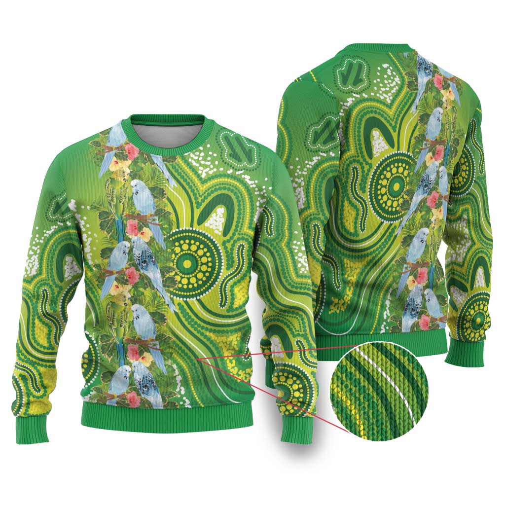 Budgerigar Australia Ugly Christmas Sweater Aussie Common Parakeet Indigenous Art - Aussie Hoodie