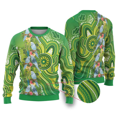Budgerigar Australia Ugly Christmas Sweater Aussie Common Parakeet Indigenous Art - Aussie Hoodie