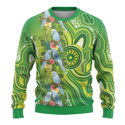 Budgerigar Australia Ugly Christmas Sweater Aussie Common Parakeet Indigenous Art - Aussie Hoodie