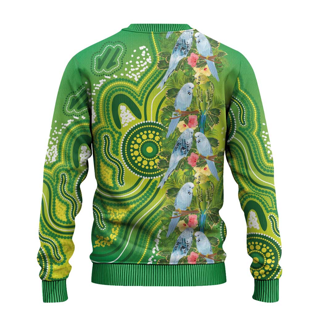 Budgerigar Australia Ugly Christmas Sweater Aussie Common Parakeet Indigenous Art - Aussie Hoodie