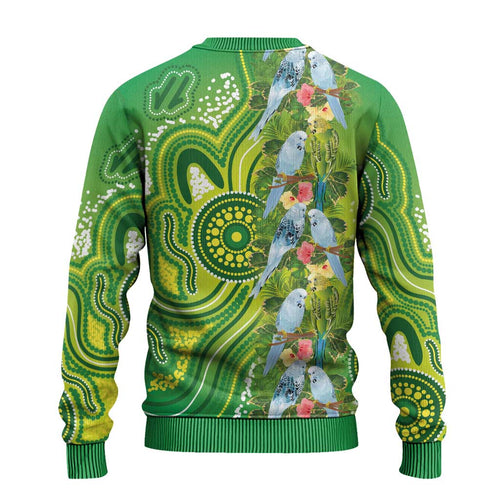 Budgerigar Australia Ugly Christmas Sweater Aussie Common Parakeet Indigenous Art - Aussie Hoodie