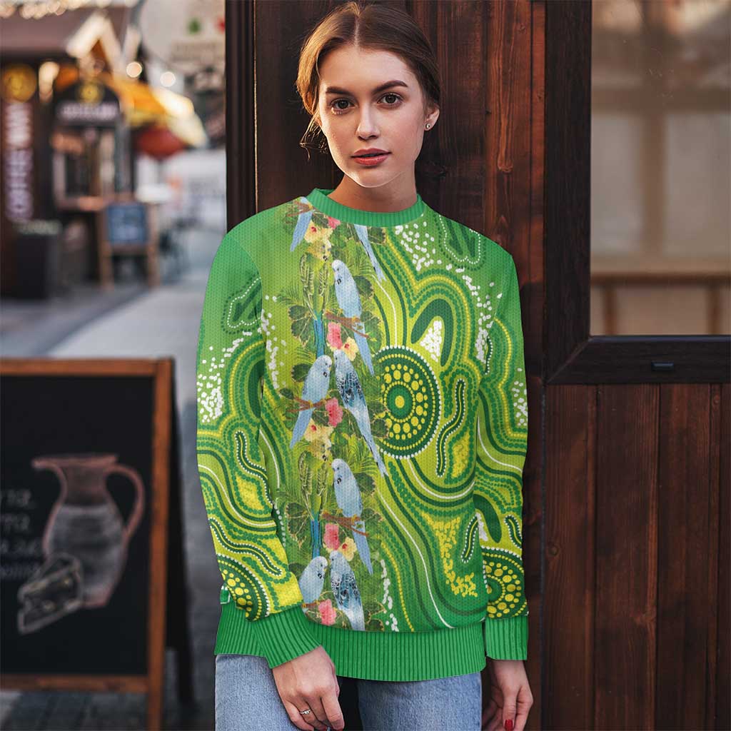 Budgerigar Australia Ugly Christmas Sweater Aussie Common Parakeet Indigenous Art - Aussie Hoodie