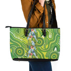 Budgerigar Australia Leather Tote Bag Aussie Common Parakeet Indigenous Art - Aussie Hoodie