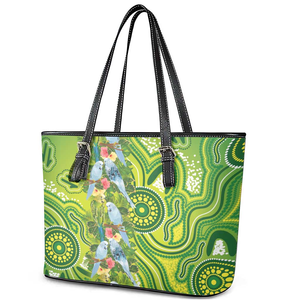 Budgerigar Australia Leather Tote Bag Aussie Common Parakeet Indigenous Art - Aussie Hoodie